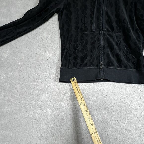 Vintage Juicy Couture Signature Hoodie Womens M Blk Velour Hoodie Track Jacket - Picture 12 of 14